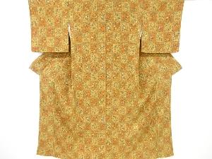 格子に唐花模様小紋着物